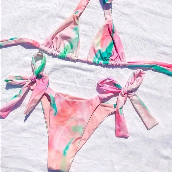 NEW! “Ryde or Dye” Pastel Tie Dye Triangle Bikini Bottoms - Picture 12 of 14
